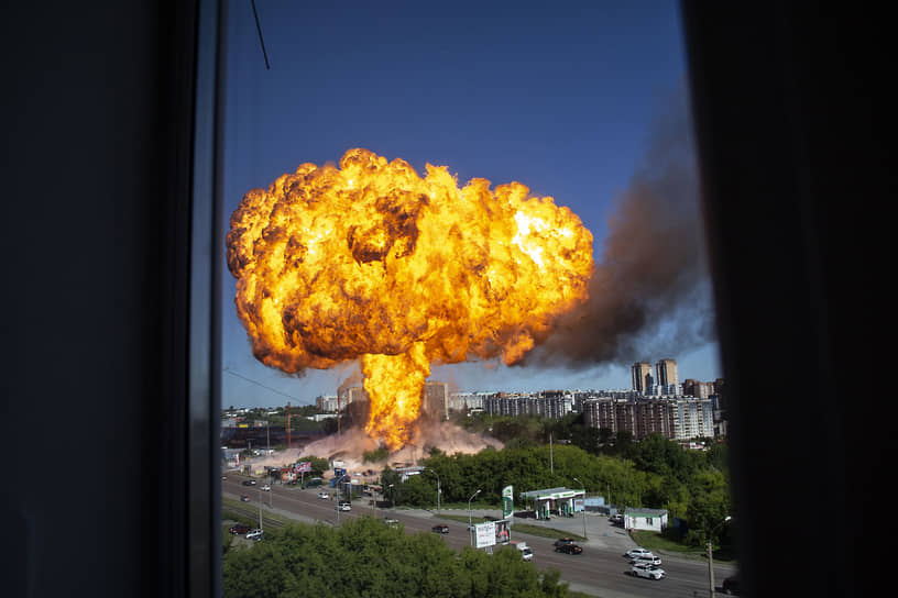 Момент взрыва на АГЗС в Новосибирске, 2021 год