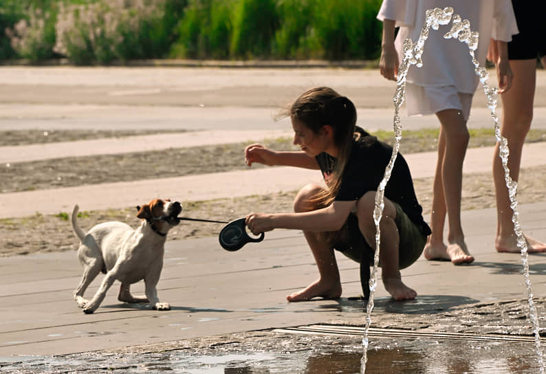 Девочка с собакой в парке «Музеон»