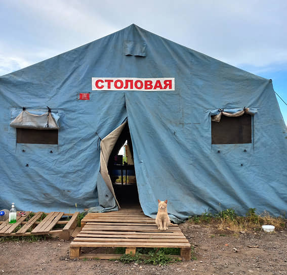 Палатка-столовая в волонтерском лагере для беженцев из Донбасса в селе Весело-Вознесенка 