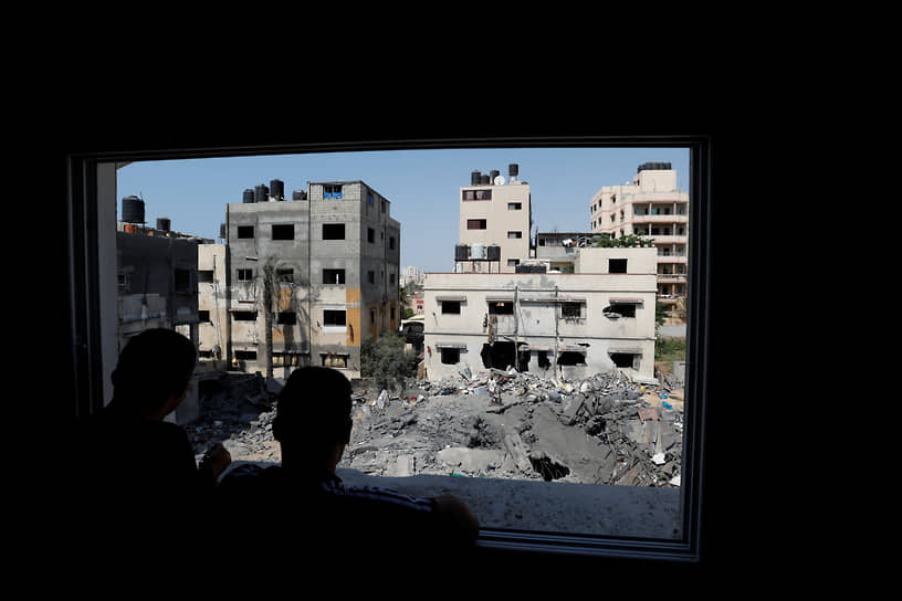 Жилой дом в городе Газа, который был разрушен разрушенного в результате авиаудара