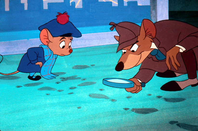 &lt;b>«Великий мышиный сыщик», 1986 год&lt;/b>&lt;br>
В приключенческом мультфильме Disney главными персонажами стали мышь-сыщик Бэзил, живущий в доме на Бейкер-стрит, и его помощник мышь-доктор Доусон. Идея о создании мультипликационного детектива о Шерлоке Холмсе с участием животных появилась еще в 1970-х годах. Первоначально в качестве главного героя задумывался пес, но затем выбор пал на грызуна. Лента снята по мотивам серии книг Ив Титус «Бэзил с Бейкер-Стрит»