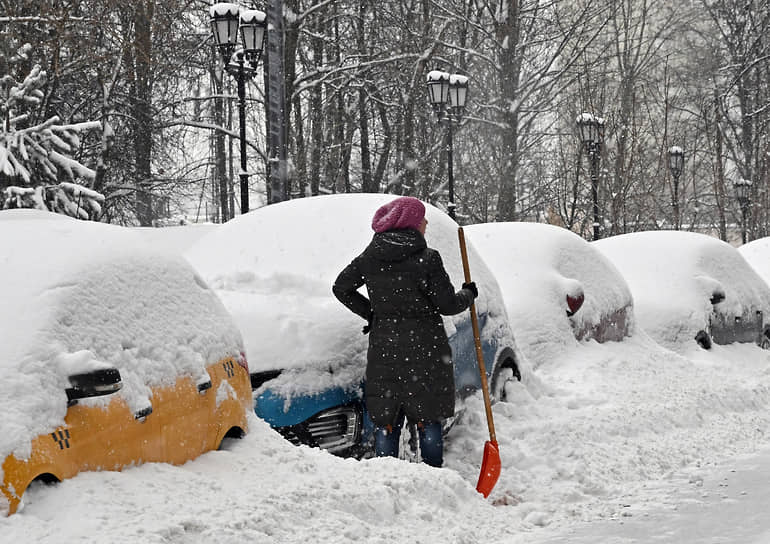 Москвичи во время снегопада
