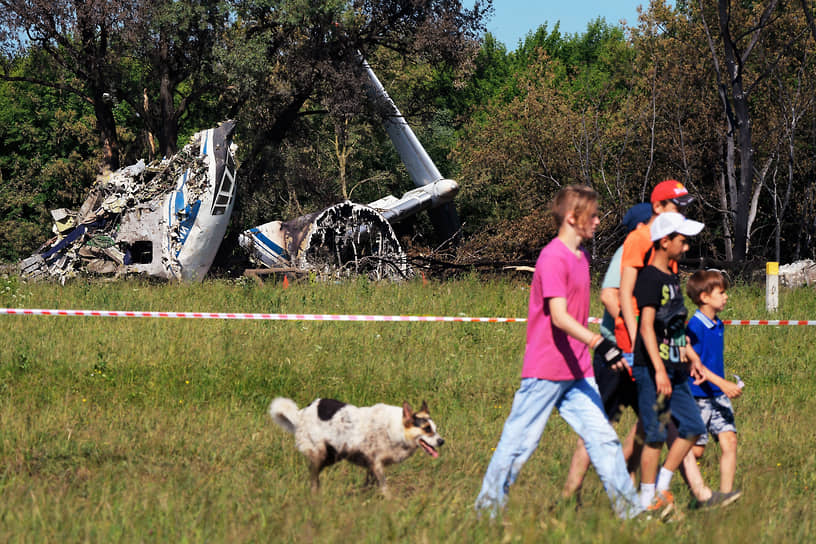 Место падения транспортного самолета ИЛ-76 в Рязанской области