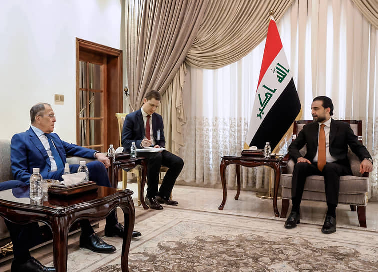 Переговоры Сергея Лаврова и спикера парламента Ирака Мухаммеда аль-Халбуси (справа)