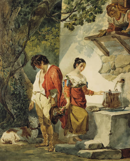 Картина «Прерванное свидание» Карла Брюллова, 1827-1830 годы