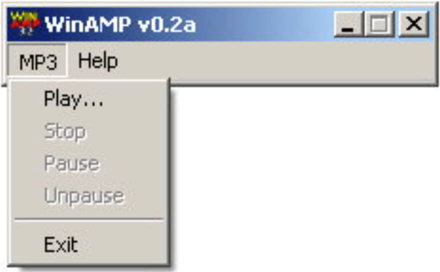 Как выглядел проигрыватель Winamp в разные годы: WinAMP 0.2a (апрель 1997 года)
