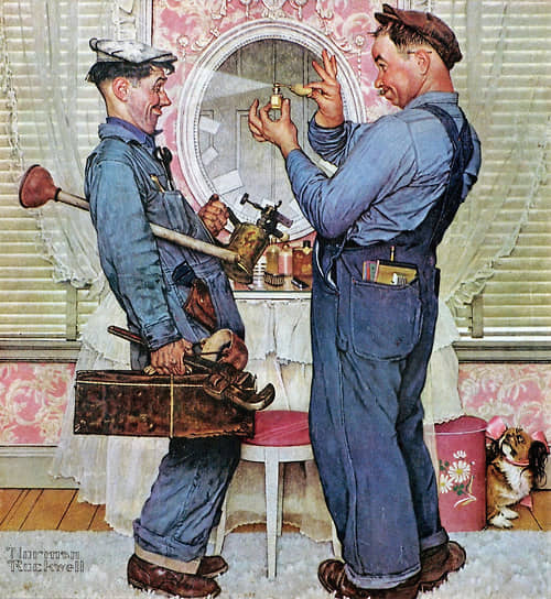 Норман Роквелл, «Два сантехника», 1951 год 