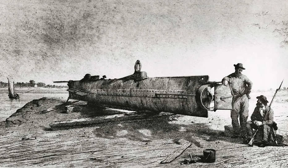 Подводная лодка Хораса Ханли H. L. Hunley стала первой субмариной, потопившей вражеский корабль