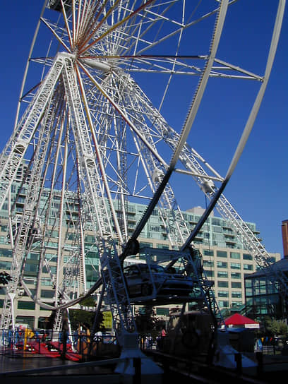 Колесо обозрения для автомобилей под названием Drive In Wheel появилось в 1999 году, когда голландский архитектор Йохн Кермелинг создал его для арт-выставки Panorama 2000, проходившей в нидерландском Утрехте. В августе 2004 года аттракцион был установлен в Торонто рядом с галереей современного искусства The Power Plant 
