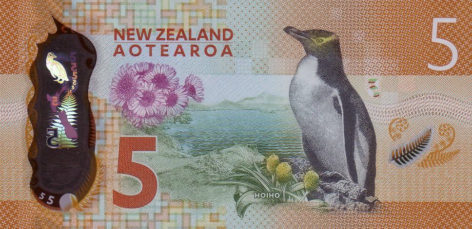 В Новой Зеландии на купюре в 5 долларов изображен желтоглазый пингвин. Купюра находится в обращении с 1999 года