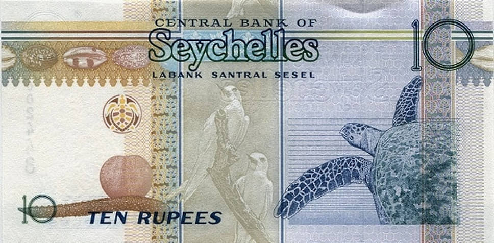 На Сейшельских островах на 10 рупиях изображена морская черепаха бисса, на купюре номиналом 100 рупий — сухопутная исполинская черепаха