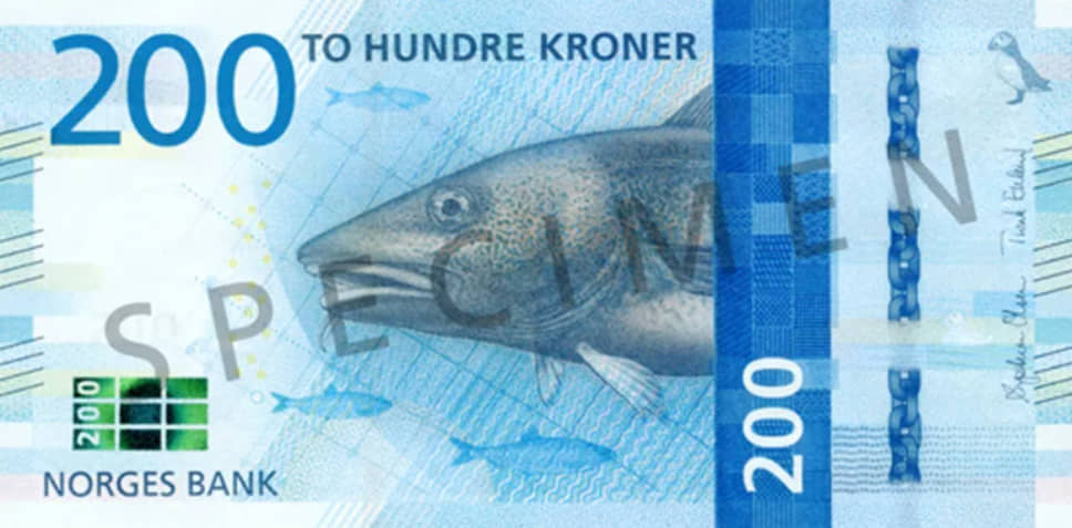 В Норвегии на купюре номиналом 200 крон изображена треска. По заявлению местного ЦБ, рыбный промысел оставался ключевым источником дохода и важной частью &lt;a href=&quot;http://https://www.youtube.com/watch?v=J2CKHH_KKGE&quot; target=&quot;_blank&quot; rel=&quot;nofollow&quot;>культуры страны&lt;/a> на протяжении столетий