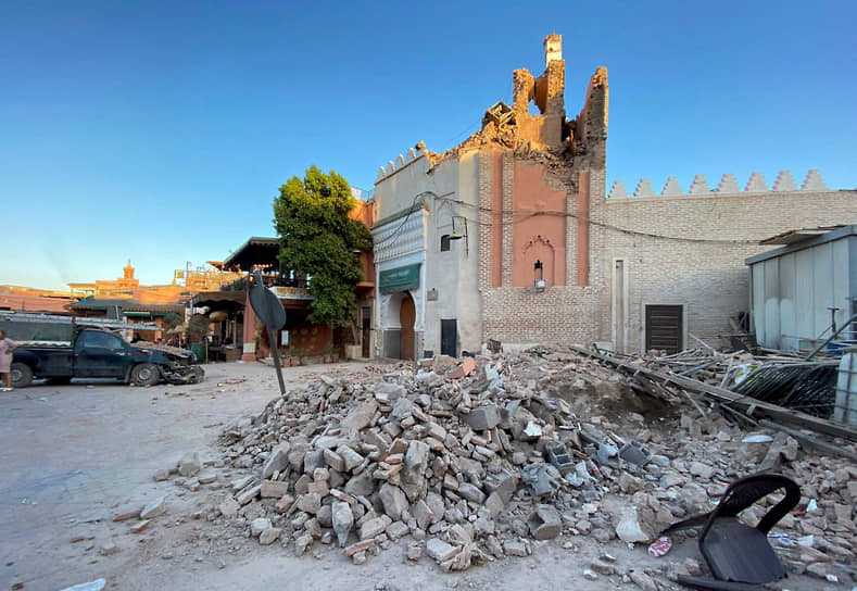 Поврежденная мечеть в историческом центре Марракеша