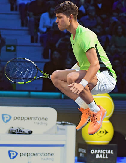 Турин, Италия. Испанский теннисист Карлос Алькарас на итогом турнире среди мужчин Nitto ATP Finals 2023 