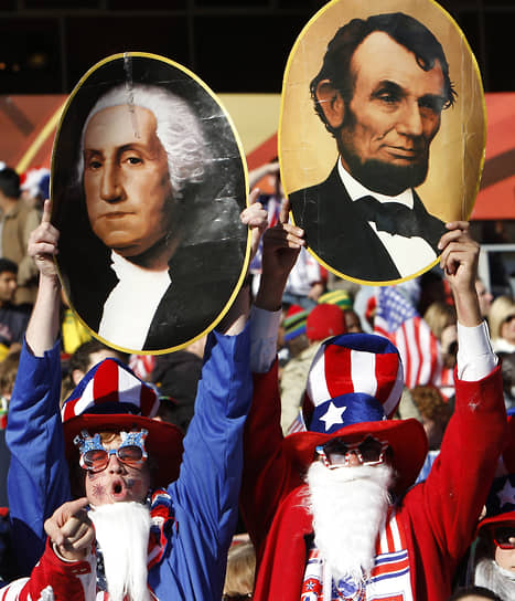 Американские президенты Джордж Вашингтон (на плакате слева) и Авраам Линкольн по-разному видели партийную систему страны