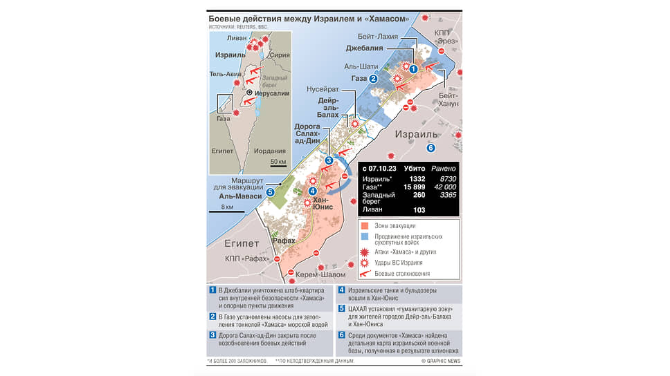 Расширение боевых действий в секторе Газа. Карта