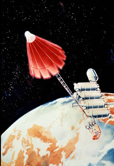 Художественная концепция космической ядерной электростанции для защиты от нападения стратегических баллистических ракет, апрель 1985 года