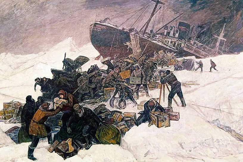 Картина участника экспедиции Федора Решетникова «Гибель "Челюскина"», написанная им в 1973 году