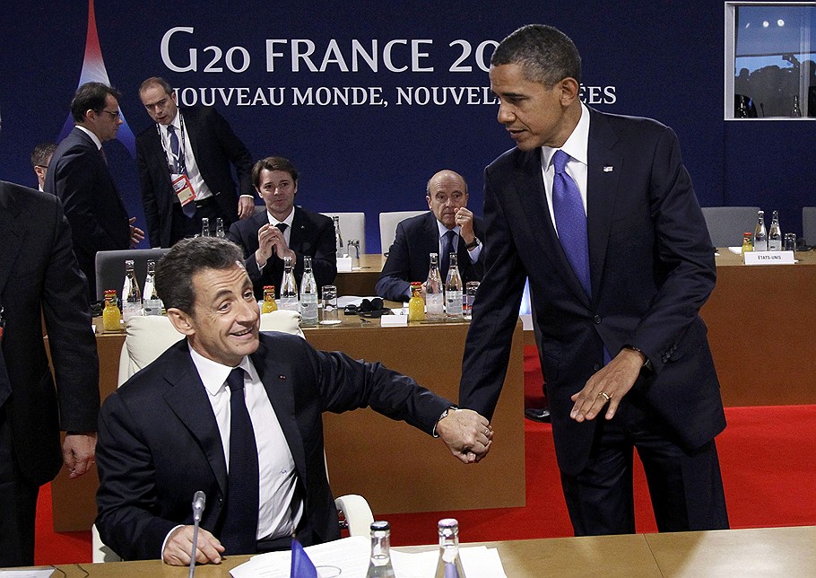 Президент Франции Никола Саркози  и президент США Барак Обама