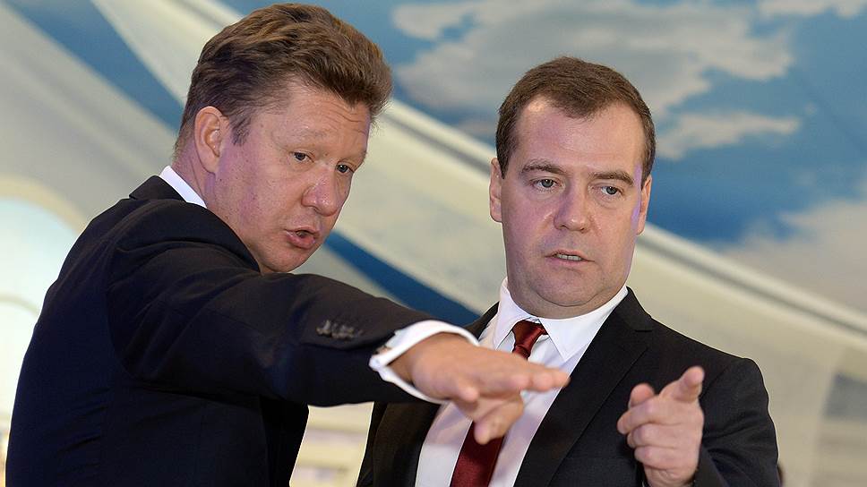 Председатель правления ОАО &amp;quot;Газпром&amp;quot; Алексей Миллер и председатель правительства России Дмитрий Медведев 
