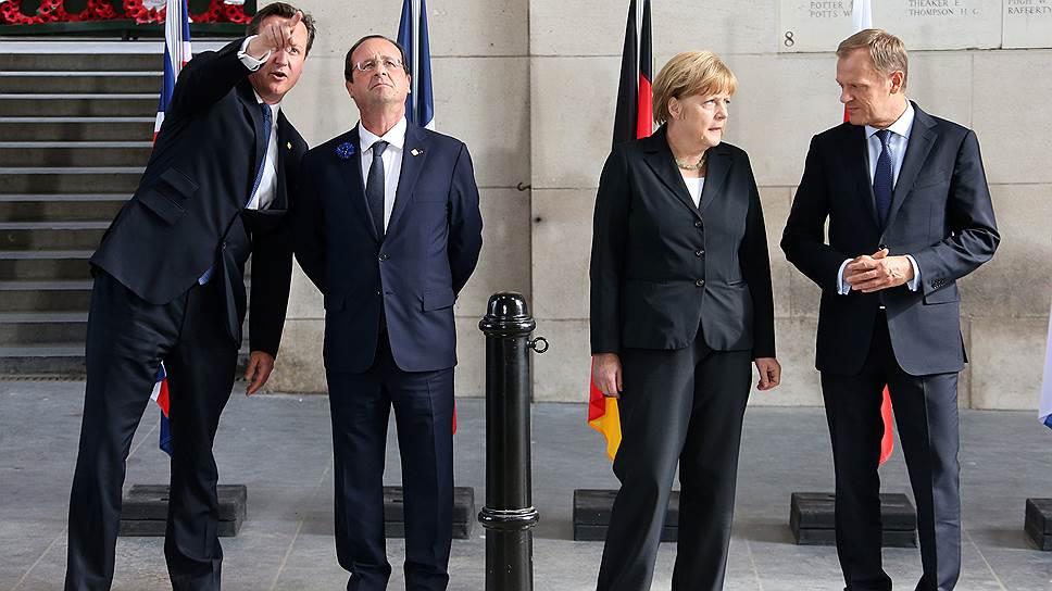 Премьер-министр Великобритании Дэвид Кэмерон, президент Франции Франсуа Олланд, канцлер ФРГ Ангела Меркель и премьер-министр Польши Дональд Туск