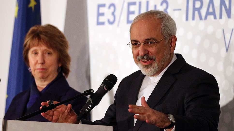 Глава иранского МИДа Джавад Зариф назвал главной причиной неуспеха венских переговоров «фундаментальное взаимное недоверие» (слева — координатор от ЕС Кэтрин Эштон)