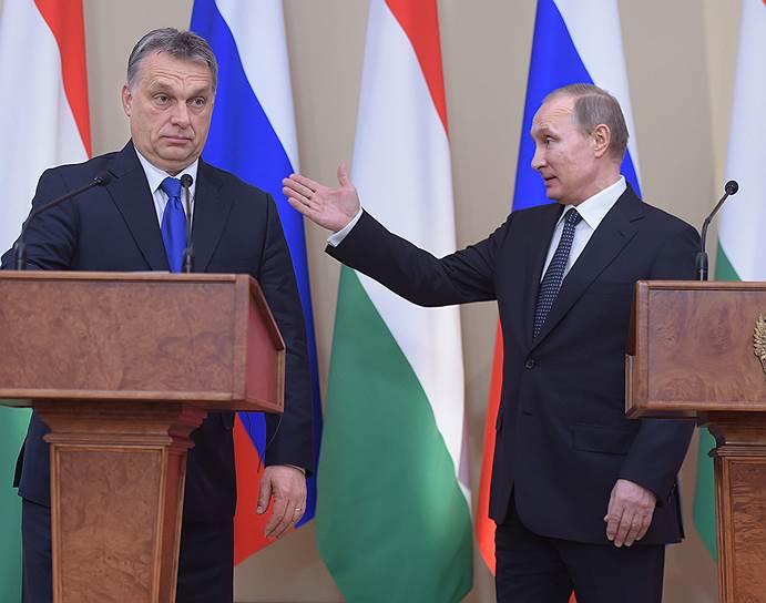 Премьер-министр Венгрии Виктор Орбан (слева) и президент России Владимир Путин
