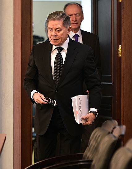 Председатель ВС Вячеслав Лебедев (слева) и секретарь Совета безопасности России Николай Патрушев 