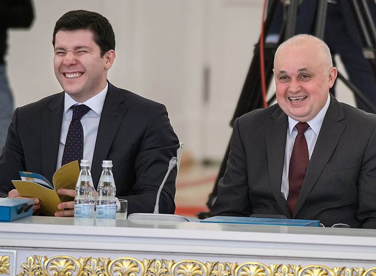 Губернатор Антон Алиханов (слева) и и. о. губернатора Сергей Цивилев на заседании Госсовета все время были за одно. И только иногда — за другое