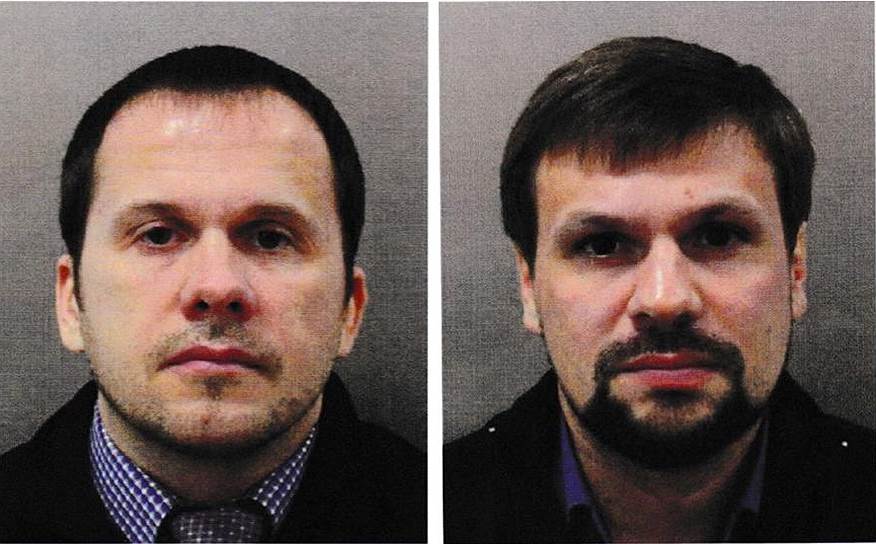 Британские правоохранительные органы считают, что имена подозреваемых — Александр Петров и Руслан Боширов — вымышленные, а бланки паспортов, на которых они были напечатаны, настоящие