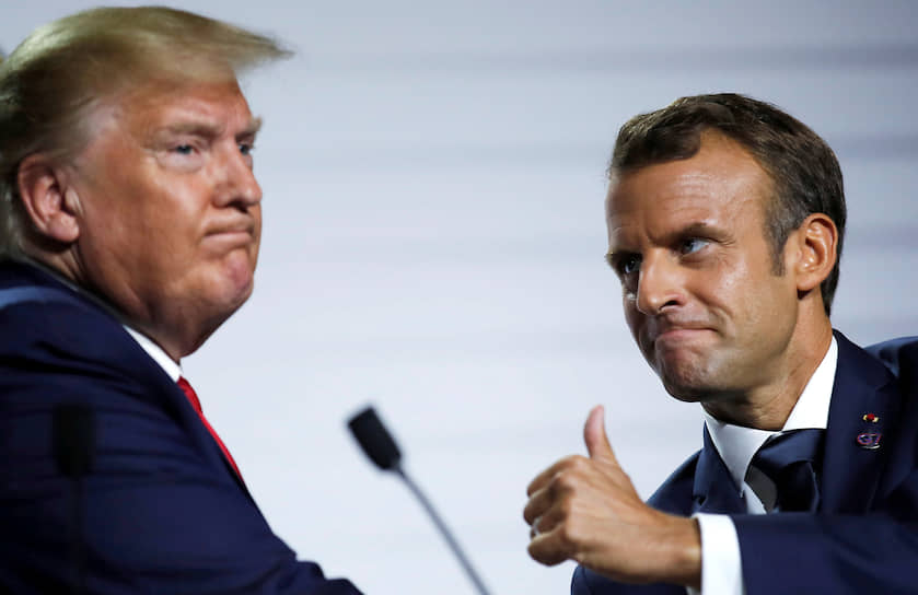 Президенты США и Франции Дональд Трамп (слева) и Эмманюэль Макрон