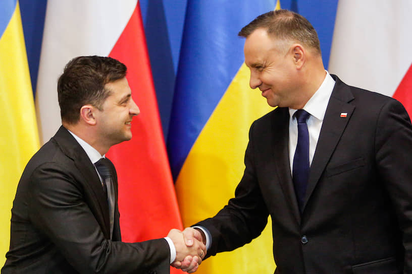 Президент Украины Владимир Зеленский (слева) и президент Польши Анджей Дуда
