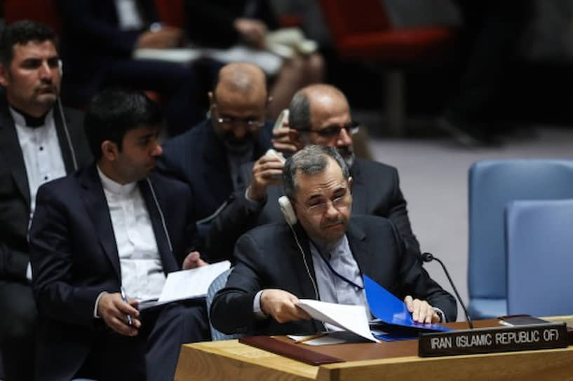 Постпред Ирана при ООН Маджид Тахт-Раванчи во время заседания Совета Безопасности ООН