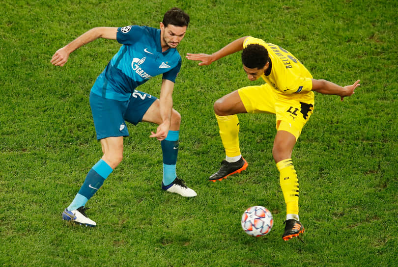 Один из худших еврокубковых сезонов в своей истории «Зенит» (слева — Магомед Оздоев) завершил проигрышем дортмундской «Боруссии»