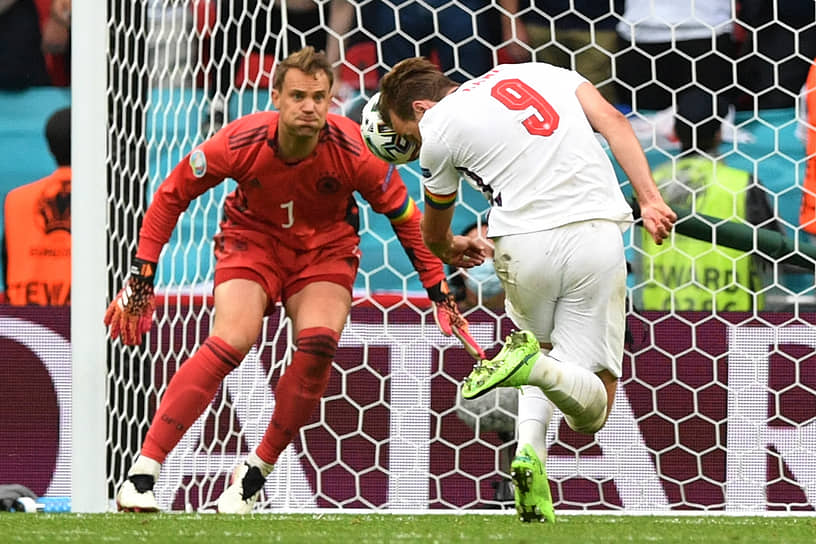 После второго мяча в ворота Мануэля Нойера, забитого Гарри Кейном (№9) на 81-й минуте, сомнений в том, что сборная Англии возьмет верх над Германией, уже не оставалось
