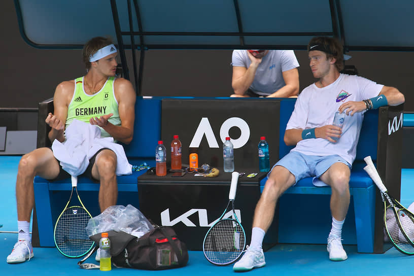 Теннисист из Германии Александр Зверев и российский теннисист Андрей Рублев