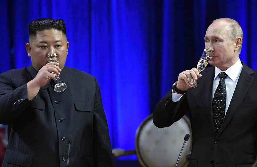 Высший руководитель КНДР Ким Чен Ын и президент России Владимир Путин 