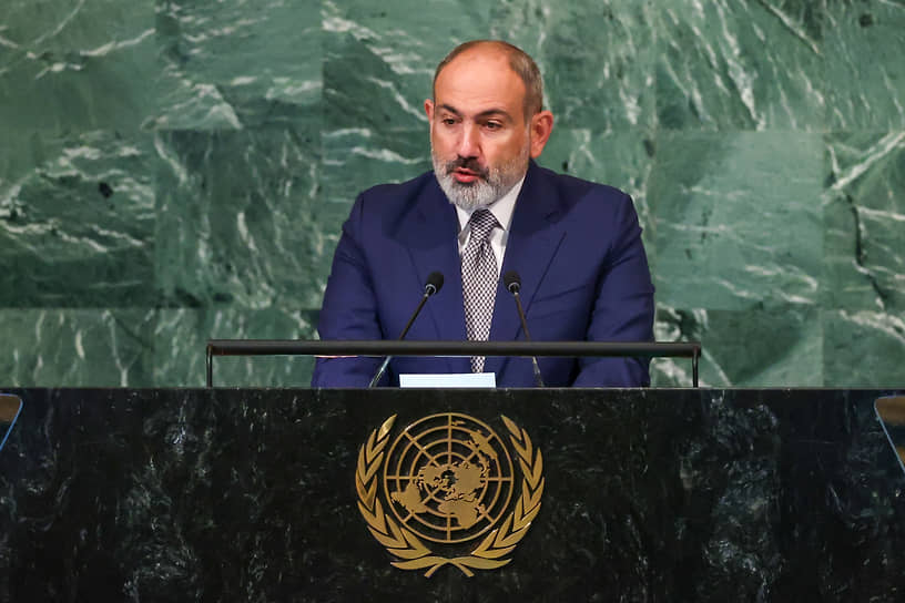 Премьер-министр Армении Никол Пашинян выступает на 77-й сессии Генассамблеи ООН