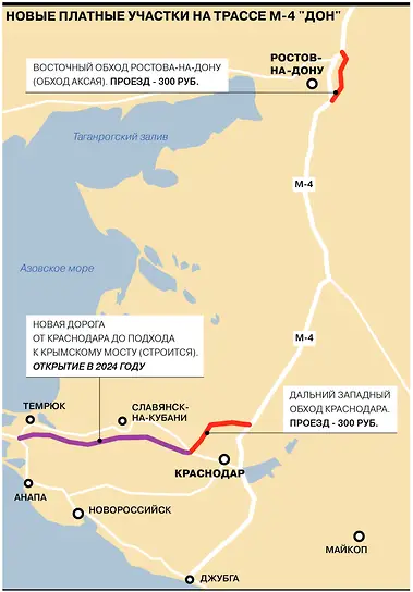 Обход Аксая появился на картах как платный участок трассы М4 «Дон»