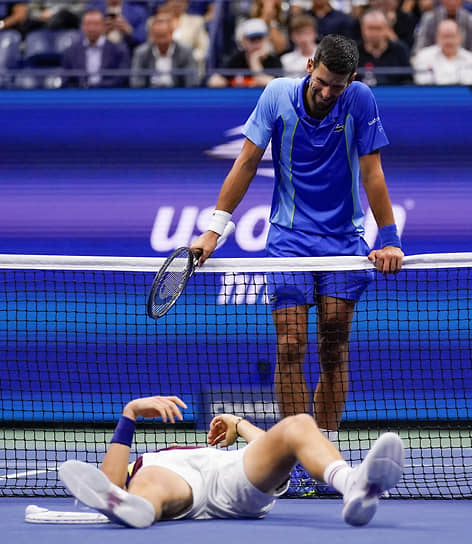В финале US Open против Даниила Медведева (на переднем плане) 36-летний Новак Джокович был лучше во всех компонентах тенниса