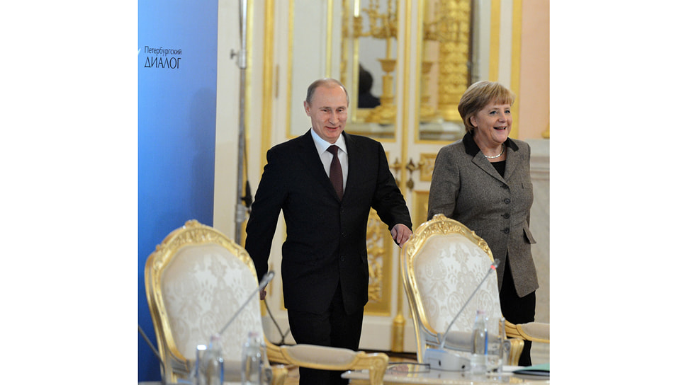 Президент России Владимир Путин  и канцлер Германии Ангела Меркель 