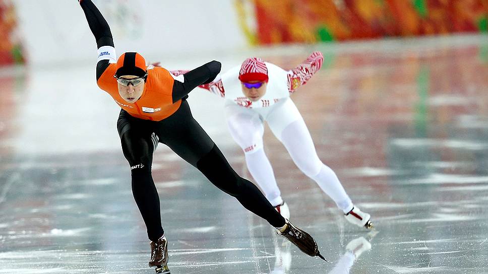 Скоростной бег на коньках. Женский забег на 1000 метров. Маргот Бур (Нидерланды), бронза