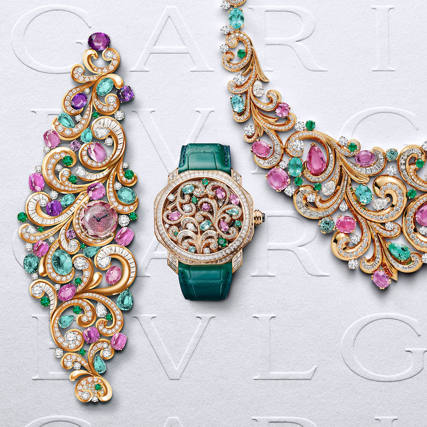 Часы High Jewellery Lady Arabesque, часы Octo Finissimo Tourbillon Arabesque и колье Lady Arabesque