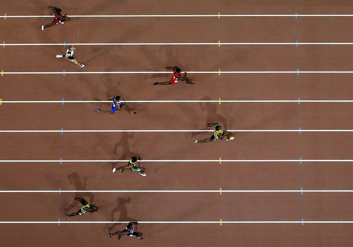 Забег на 200 метров в финале Чемпионата мира по легкой атлетике в 2015 году в Пекине