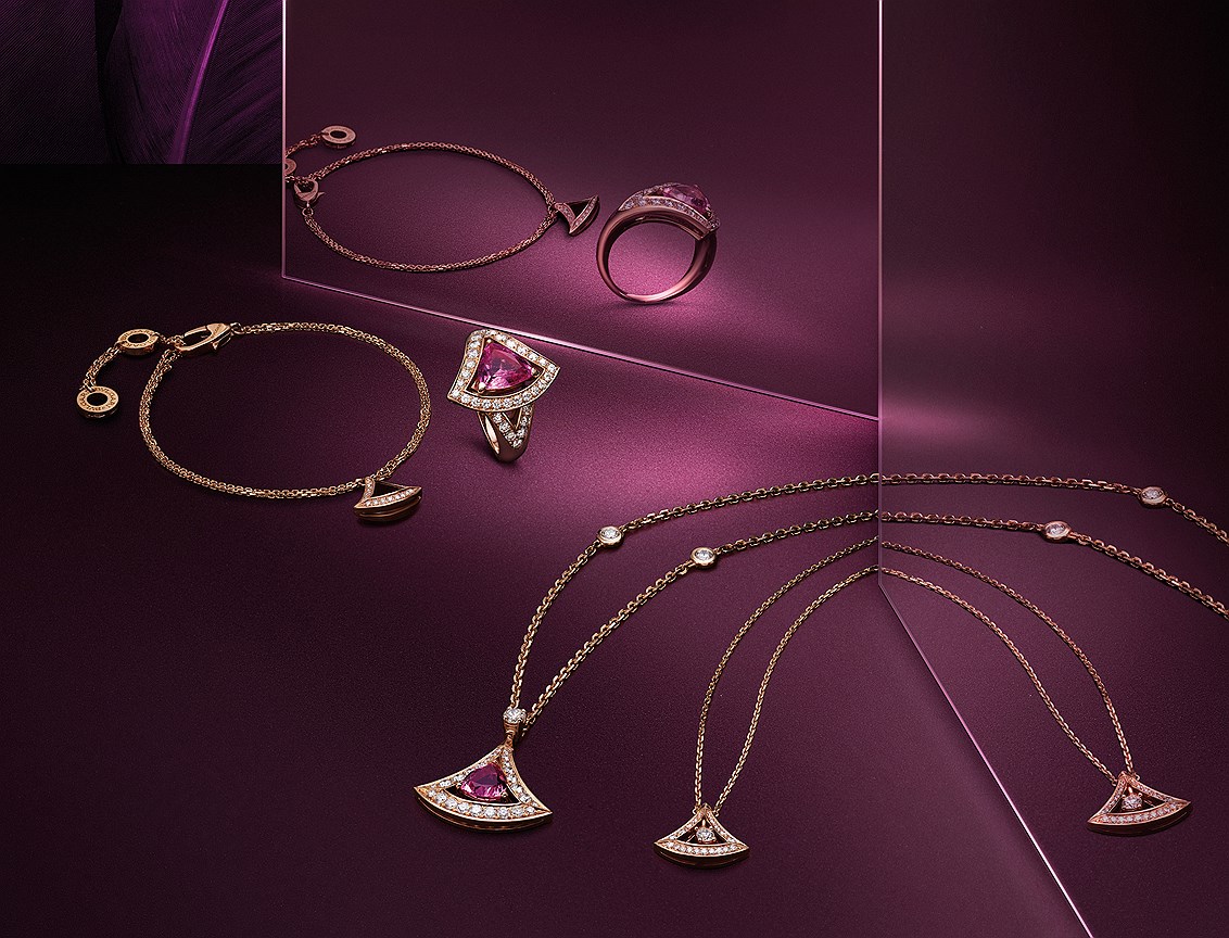 Браслет, кольцо и подвески Diva’s Dream из розового золота с турмалинами и бриллиантами, Bulgari