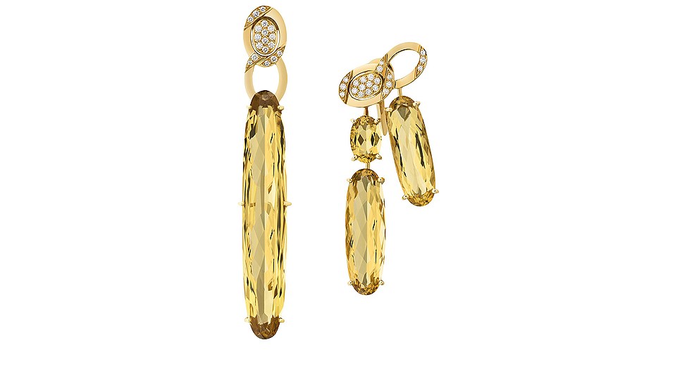 Серьги Dazzling, желтое золото, берилы (26,69 карата), бриллианты, Chanel Fine Jewelry