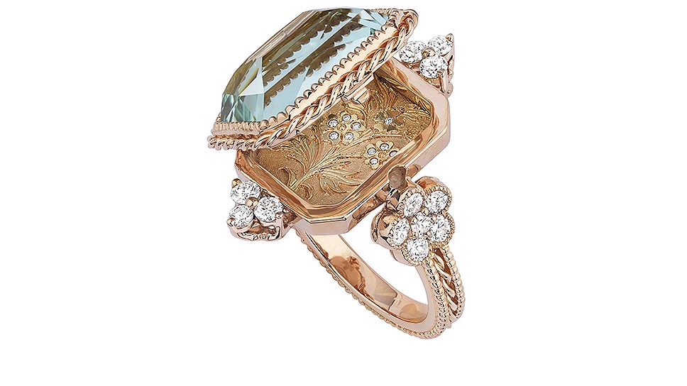 Кольцо Volupte, розовое золото, зеленый берил, бриллианты, Dior Joaillerie