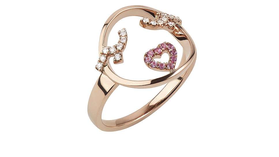 Кольцо Moyen, розовое золото, сапфиры, бриллианты, Ruifier
