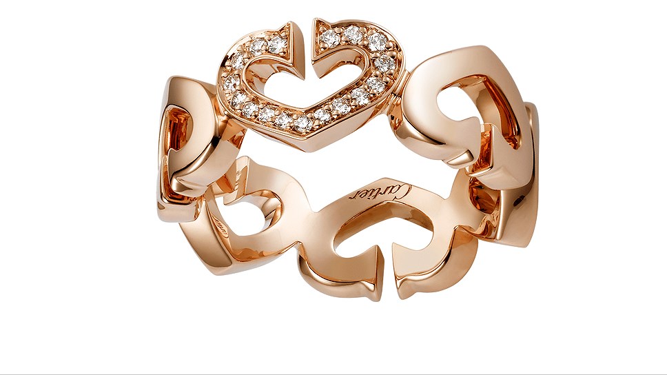 Кольцо, розовое золото, бриллианты, Cartier