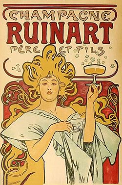Постер для шампанского Ruinart кисти Альфонса Мухи